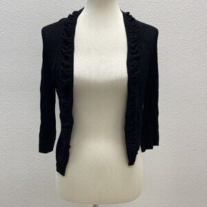 Gianni Bini Womens Medium Cropped Cardigan Sweater Ruched Trim Silk